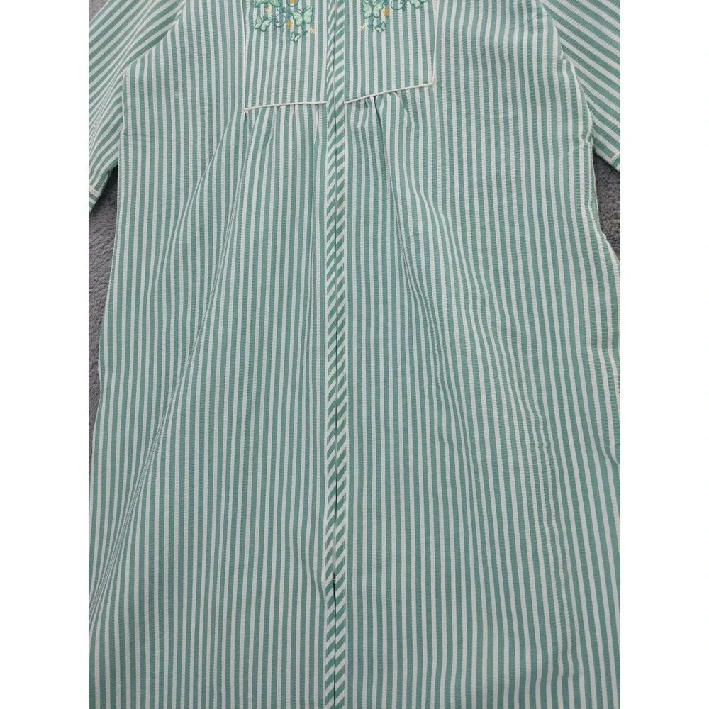 Collections‎ Etc Embroidered Seersucker Zip Front Robe Housecoat MuuMuu Sz L